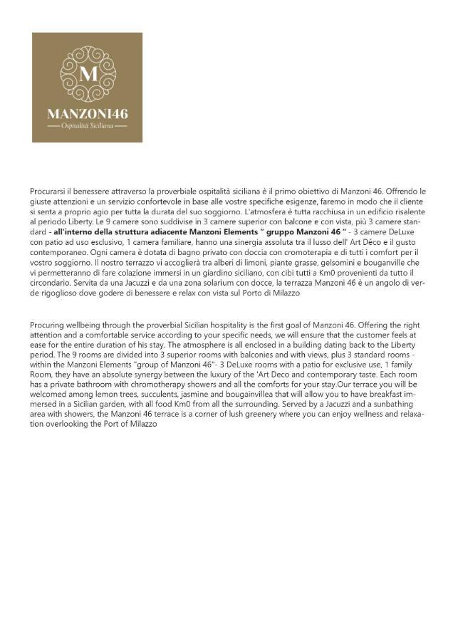 Bed and Breakfast Manzoni 46 - Ospitalita Siciliana Milazzo Exteriér fotografie